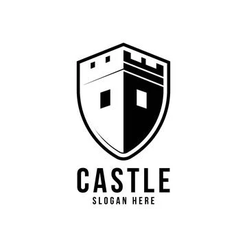 Castle shield logo vector icon illustration design Stock Illustration