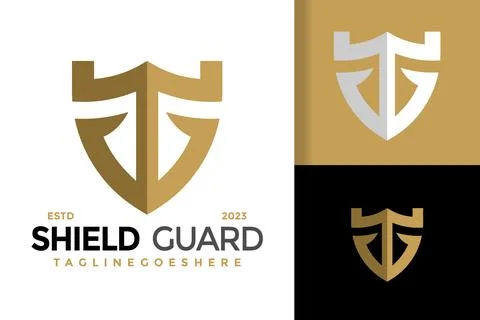 Castle Shiled Guard logo design vector symbol icon illustration Stock Illustration