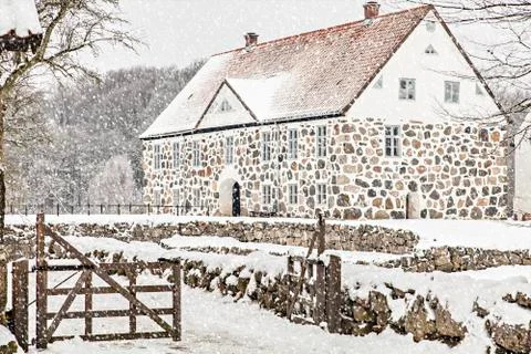Castle in snow 스톡 사진