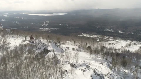 Castle in the snowy mountains Stock Footage 108173903