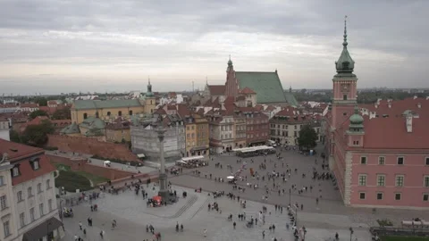 Castle Square time lapse with a fragment of the Royal Castle Stock Footage 253189064