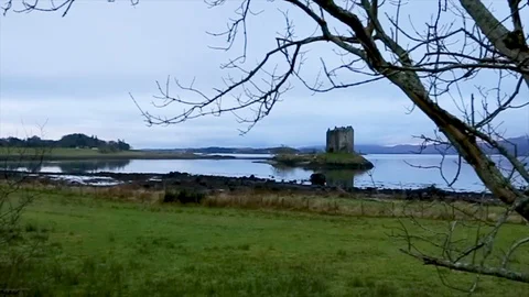 Castle Stalker Left Pan with tree Video stock 122122682