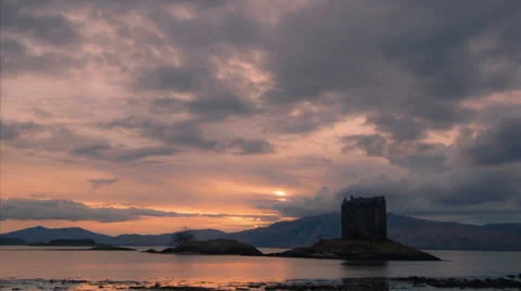 Castle Stalker sunset Video stock 22542988