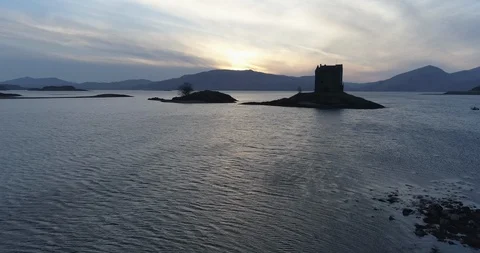 Castle stalker sunset Stock Footage 107092832