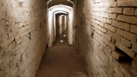 Castle stone dark corridor Stock Footage 93298523