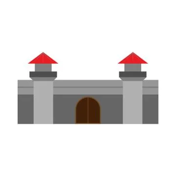 Castle stone history vector icon. Outdoor town medieval fantasy monument exte Ilustración de archivo