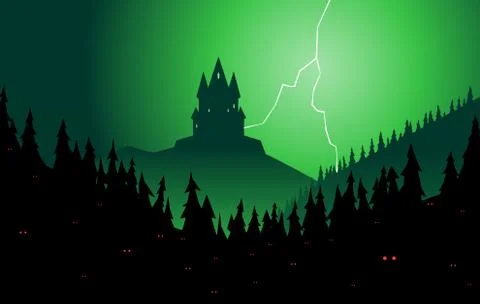 Castle in a storm Stock Illustration