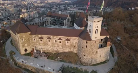 Castle at sunset Video stock 126121437