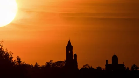 Castle Sunset Timelapse Stock Footage 136756654