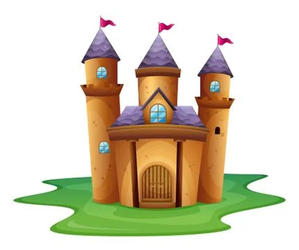 A castle with three flags Stock Illustration