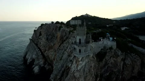 Castle on the top of a cliff by the sea Stock Footage 160855136