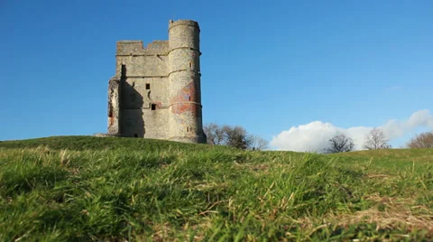 Castle on top of hill (dolly) Stock Footage 34352283