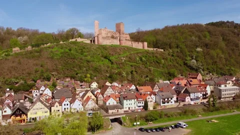 A castle on top of a hill Stock Footage 154553219