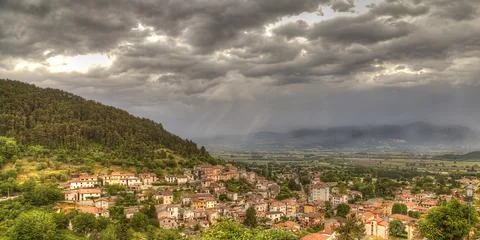 A castle on top of a mountain Stock Photos