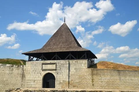 Castle tower and wall Stock Photos