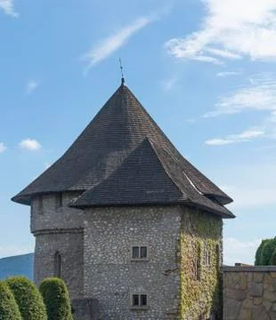 Castle tower with blue sky Stock Photos