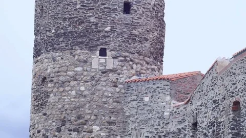Castle tower in the city of Collioure Stock Footage 74174593
