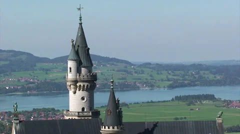 Castle tower in the German Alps - Bavaria Stock Footage 33477497