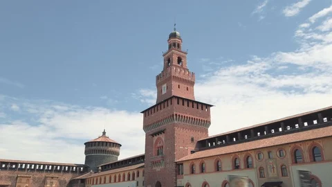Castle tower, hyperlapse, Sforza Castle, Milan, Italy Stock Footage 108456407