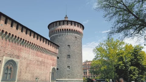 Castle tower, hyperlapse, Sforza Castle, Milan, Italy Stock Footage 108456413