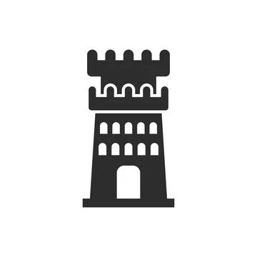 Castle tower icon in flat style. Medieval citadel vector illustration on is.. Stock Illustration