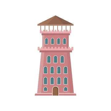 Castle tower icon in flat style. Medieval citadel vector illustration on is.. Stock Illustration