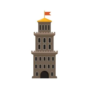 Castle tower icon in flat style. Medieval citadel vector illustration on is.. Stock Illustration