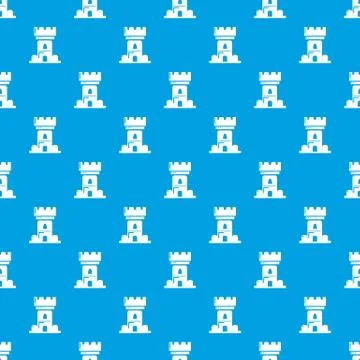 Castle tower pattern seamless blue Stock Illustration