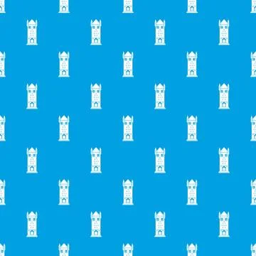 Castle tower pattern seamless blue Stock Illustration