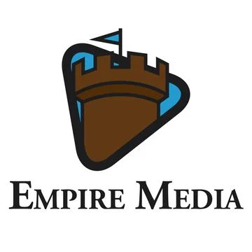 Castle tower play button media logo Stock Illustration