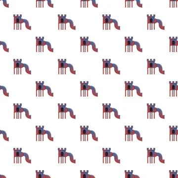 Castle tower playground slide seamless pattern for children Stock Illustration