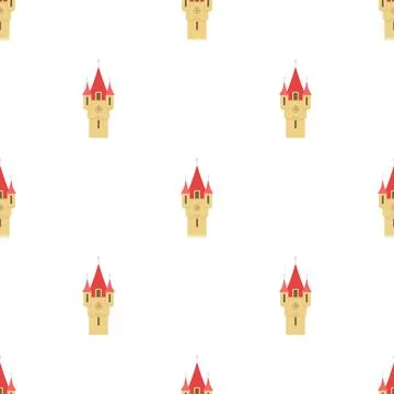 Castle tower with red pointed domes pattern seamless vector Stock Illustration