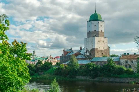 The castle tower in Vyborg Stock Photos