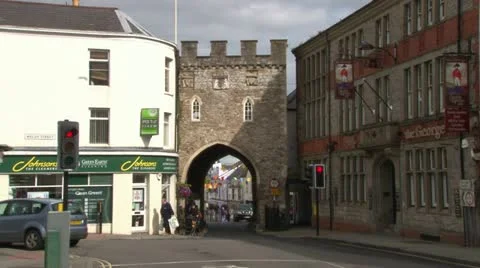 Castle Town Gate Stock Footage 12235173