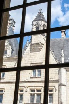 Castle usse viewed through window Stock Photos