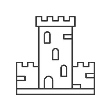 Castle vector icon, amusement park related line style Ilustración de archivo