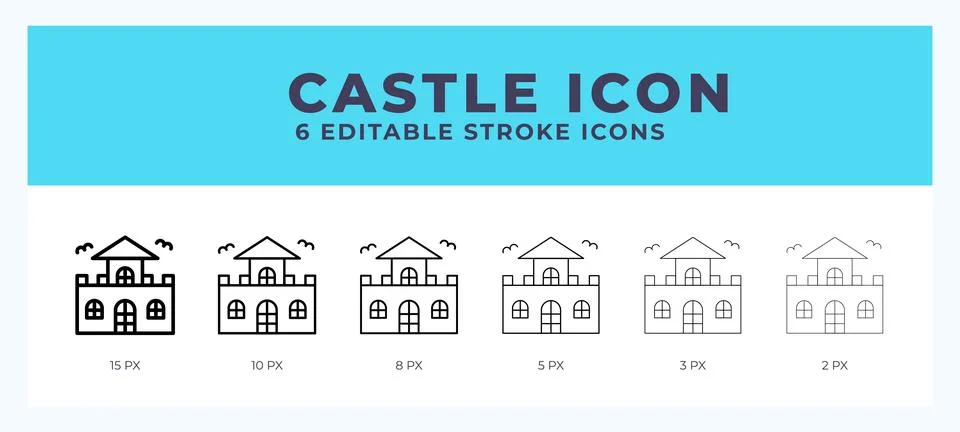 Castle vector icon. With different stroke vector illustration. Stock Illustration
