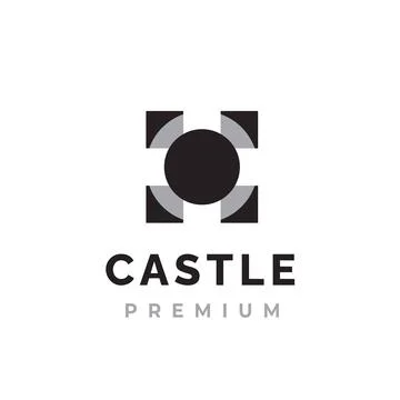 Castle vector icon logo, minimalist royal building symbol Stock Illustration