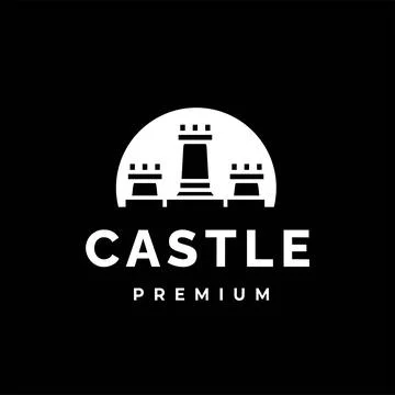 Castle vector icon logo, royal building symbol with silhouette Stock Illustration