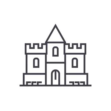 Castle vector line icon, sign, illustration on background, editable strokes Stock-Illustration