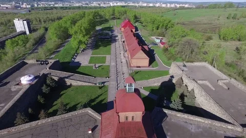 Castle view from the air, flying over the fortress Video stock 71844336