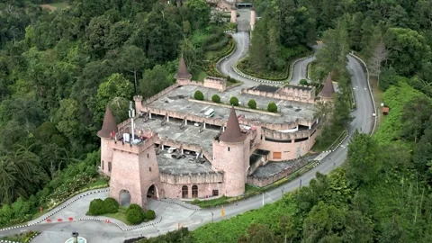 Castle view at the playground in Colmar Troipicale in Pahang, Malaysia Stock Footage 263179535