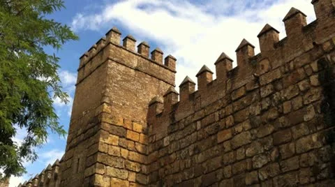 Castle Wall against Blue Sky Video stock 10729033