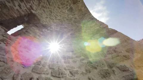 Castle wall and flare timelapse Stock Footage 8825514
