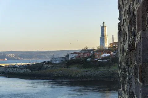 Castle wall behind rumeli lantern Stock Photos