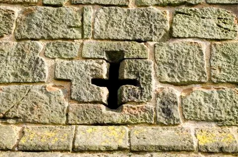 Castle Wall With Cross Stock Photos