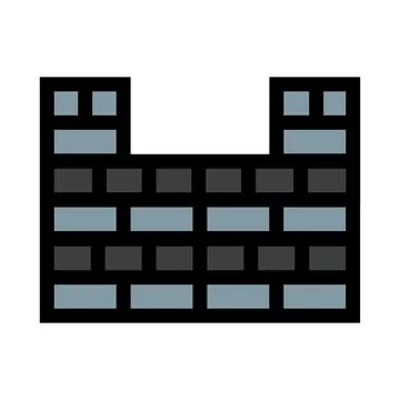 Castle wall pixel art icon barrier defense Stock Illustration
