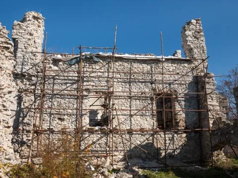 Castle wall reconstruction Stock Photos