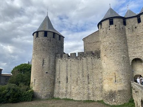 Castle wall with towers Stock Photos