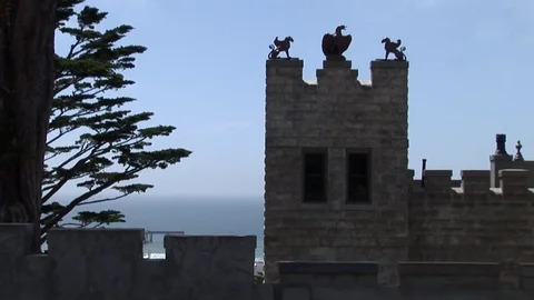 Castle walls with sea in background Stock Footage 78686095